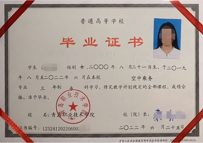 临沂青岛职业技术学院毕业证样本图片